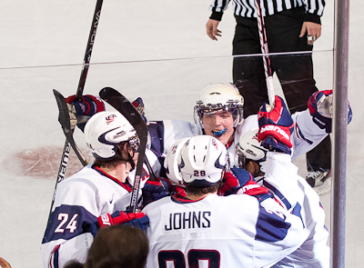 Bill Arnold (USA - 14), Jason Zucker (USA - 16), Emerson Etem (USA - 10), Jarred Tinordi (USA - 24), Stephen Johns (USA - 28)