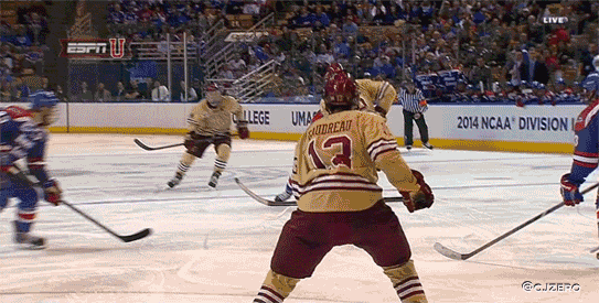 JohnnyGaudreaHeaderAttemptUMassLowell